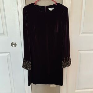 Velvet Long Sleeve Calvin Klein Dress
